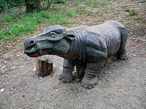 Coryphodon Statue at the Fossil Pit, Lesnes Abbey Woods