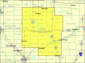 Detailed map of Marion County, Kansas