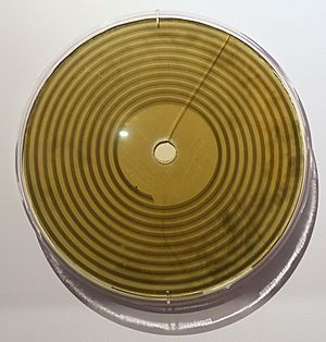 Glass phonograph disk with photographic emulsion, Alexander Graham Bell, made November 17, 1885 - National Museum of American History - DSC00110