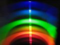 Helical fluorescent lamp spectrum by diffraction grating