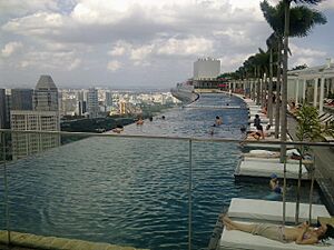 Infinity edge pool at Sands Sky Park, Marina Bay Sands Hotel, Singapore - 20110124