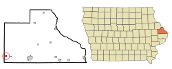 Location of Monmouth, Iowa