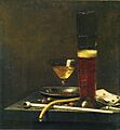 Jan Jansz van de Velde - Glasses, Smoking Implements, and Cards - 1653
