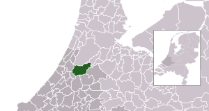 Highlighted position of Kaag en Braassem in a municipal map of South Holland