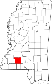Map of Mississippi highlighting Lincoln County