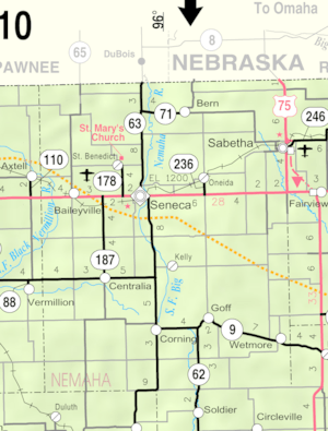 Map of Nemaha Co, Ks, USA