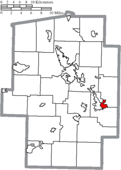 Location of Dennison in Tuscarawas County