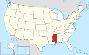 Map of the United States with Mississippi highlighted