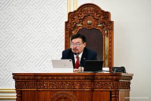 Prime Minister Gombojavyn Zandanshatar during a parliamentary vote on 17 October 2025