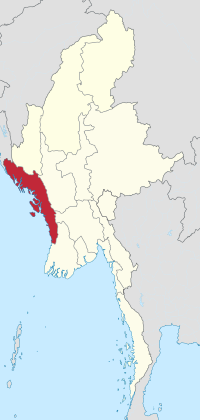 Location of Rakhine State in Myanmar (Burma)