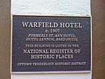 SF Warfield Hotel NRHP plaque