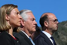Secretary Tillerson, E.U. High Representative Mogherini and Italian Foreign Minister Alfano Participate in a Moment of Silence at the Sant'Anna di Stazzema Massacre Memorial Site (33912175796)
