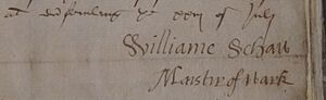 Signature of William Schaw (Master of Work)