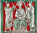 A medieval picture of King Stephen being crowned