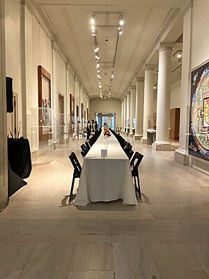 Tables for event in gallery, Minneapolis Institute of Art