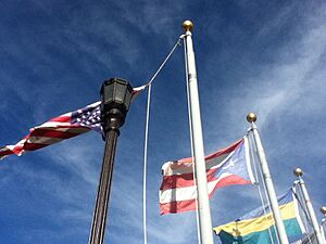 United States, Puerto Rico and Hatillo flags in Hatillo, Puerto Rico
