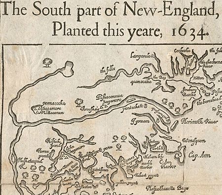 Wood New England Map 1634 Detail