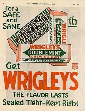 Wrigleys color ad 1920