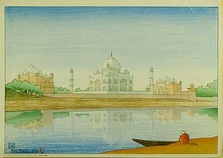 'Taj Mahal' by Charles W. Bartlett, 1916, woodblock print