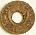 1924 East African 1 cent coin reverse