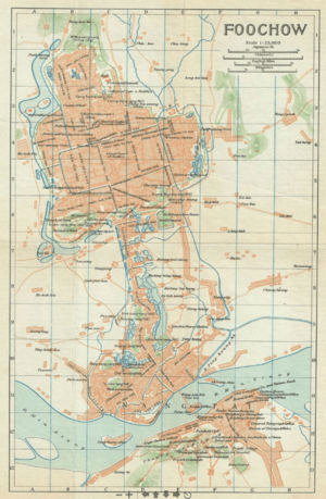 1924 Imperial Japanese Railway Map of Foochow or Fuzhou, Fujian Province, China