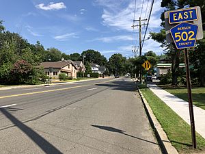2018-07-20 15 40 37 View east along Bergen County Route 502 (Closter Dock Road) at Bergen County Route 501 (Piermont Road) in Closter, Bergen County, New Jersey