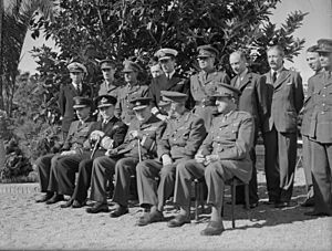 Allies Grand-strategy Conference in N Africa- President Roosevelt Meets Mr Churchill. One of the Most Momentous Conferences of This War Began on January 14 1943, Near Casablanca, When President Roosevelt and Mr A14132