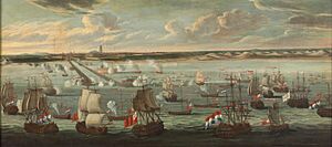 Beschieting van Duinkerken door een gecombineerd Nederlands-Engelse vloot (cropped)