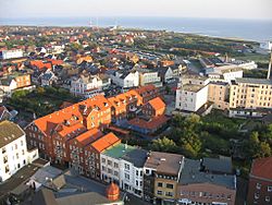 Borkum photographed from a lighthouse