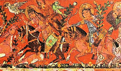 Book of Antidotes of Pseudo-Gallen. Scenes of the royal court. Probably northern Iraq (Mosul). Mid 13th century (huntsmen)