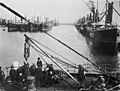 Coal ships tied up at Cardiff Docks
