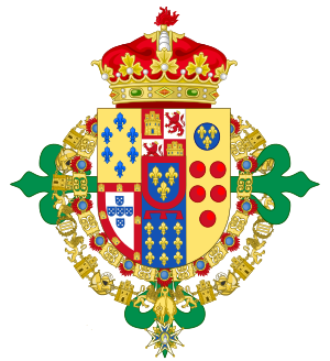 Coat of arms of Prince Carlos of Bourbon-Two Sicilies (1870-1949)-External Ornaments as Infante of Spain