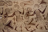 Detalle del Vaso de los Guerreros restaurado (Edeta). Museo de Preshistoria de Valencia 01