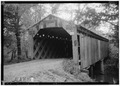 East end of bridge (general view) - Buzzard Roost Covered Bridge, Highway to Allsboro Southwest of Cherokee, Cherokee, Colbert County, AL HABS ALA,17-CHER.V,2-1