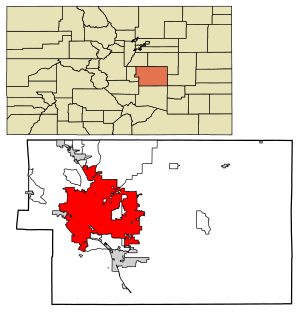 Location of the City of Colorado Springs in El Paso County, Colorado.