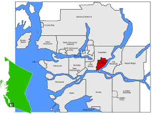 Location of Port Coquitlam in Metro Vancouver