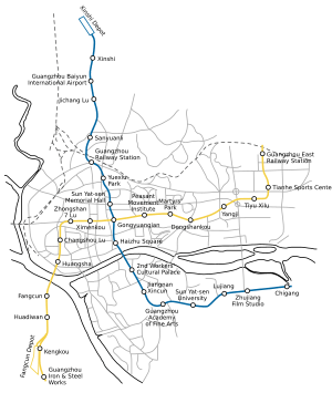 Guangzhou Metro 1988 route proposal en