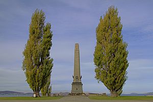 Hobart Cenotaph, Tasmania, Australia - with wreaths for ANZAC Day