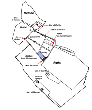 Kasbah of Moulay Ismail with labels