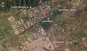 Location of Lal Masjid in Islamabad