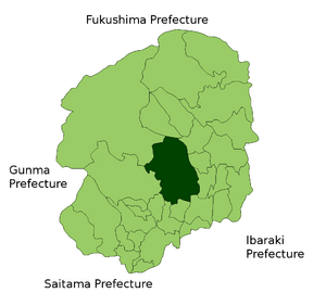 Locator Map of Utsunomiya in Tochigi Prefecture