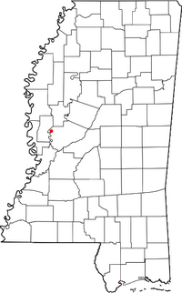 Location of Holly Bluff, Mississippi