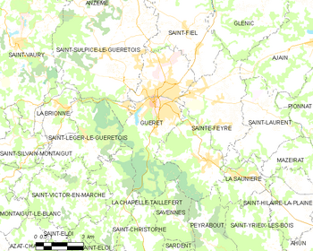 Map of the commune of Guéret