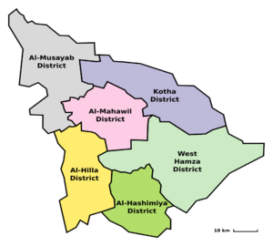 Map of Babil Governorate by Districts