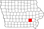 State map highlighting Keokuk County