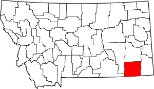 Map of Montana highlighting Powder River County