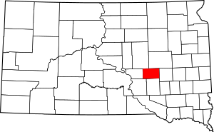 Map of South Dakota highlighting Jerauld County