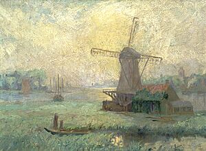 Maurice Cullen - Untitled (Windmill near river)