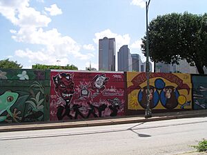 Murals along the Good Latimer Tunnel in Deep Ellum