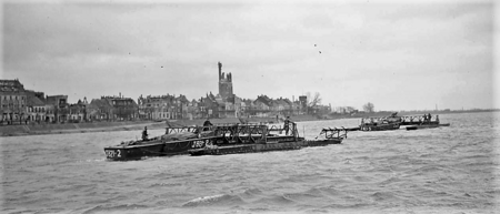 Naval landing craft on river Rhine